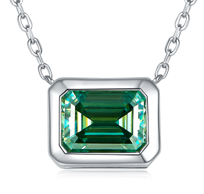 [สั่งผลิต] P3-0101-Green สร้อยคอเพชรโมซาไนท์ 2 กะรัต