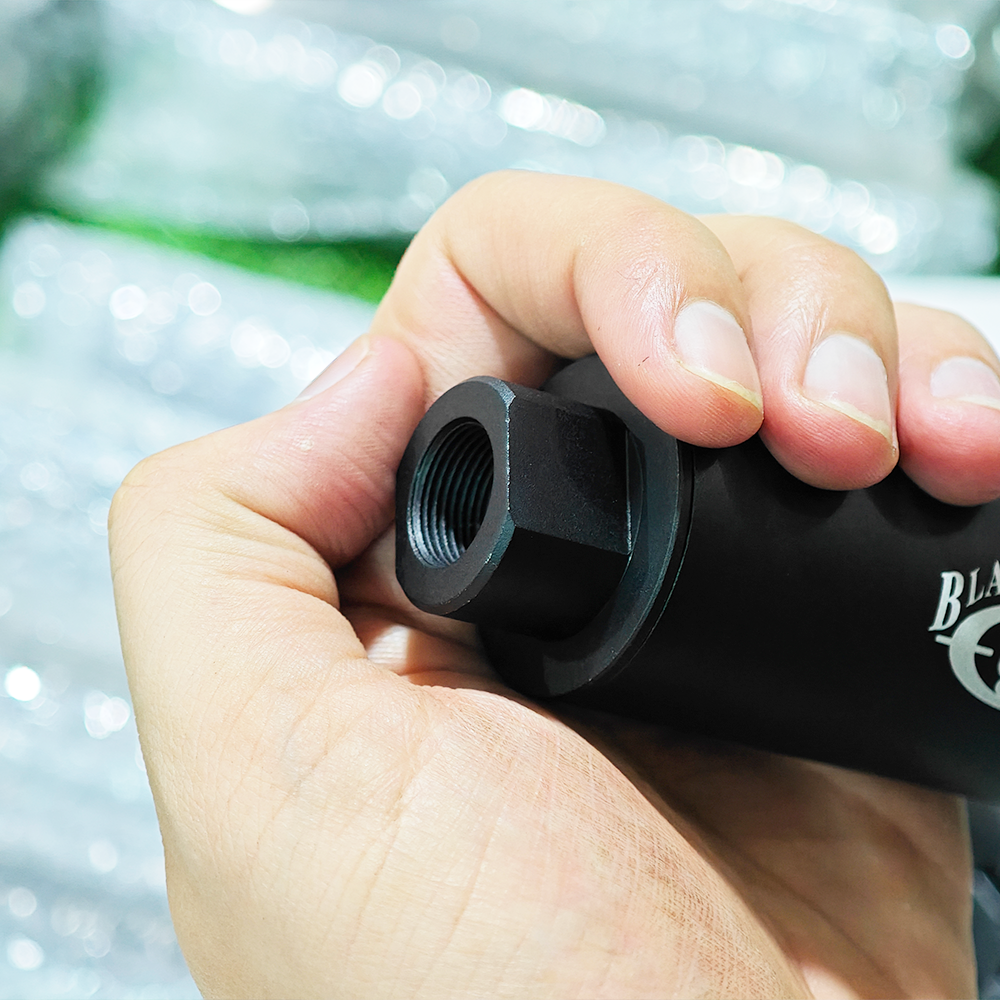 กระบอกไฟปลายปืน (Black Water) โลหะเกลียวซ้าย 14 มิล (SHB)