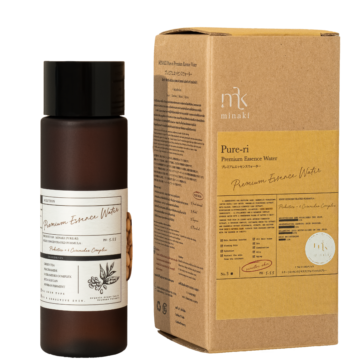 MINAKI OFFICIAL STORE | Pure-ri Premium Essence Water 125ml. น้ำตบอาหารผิวสูตร1