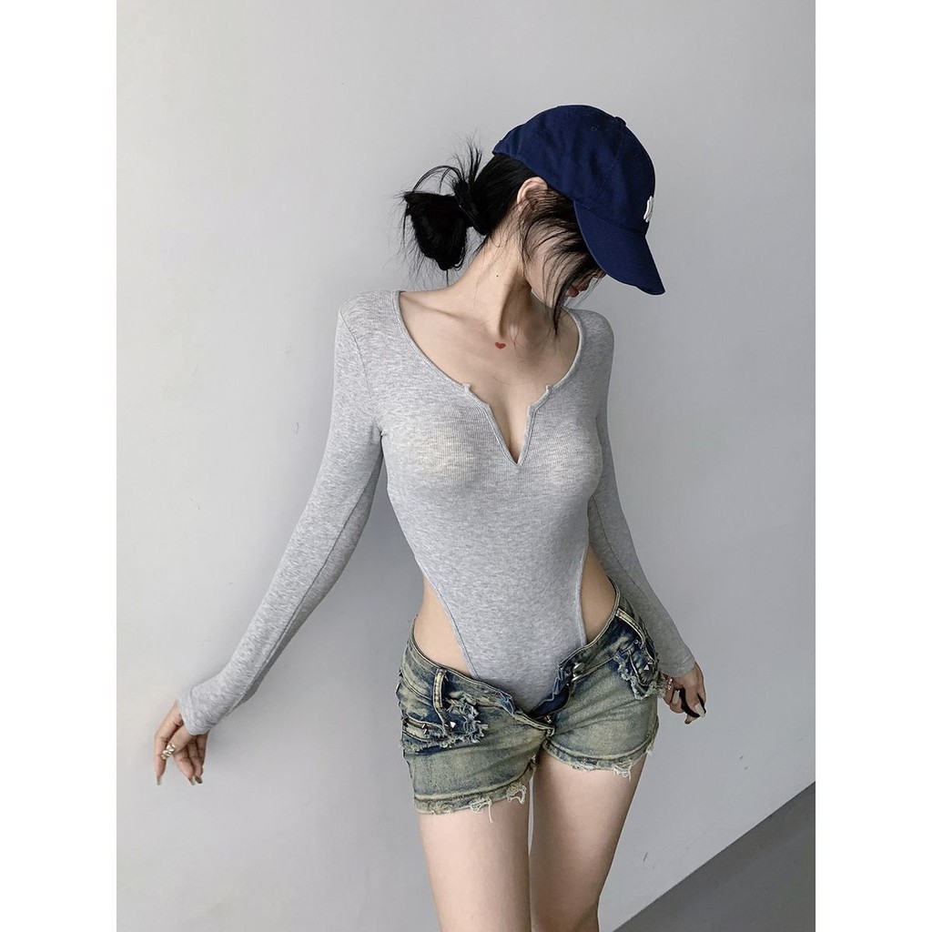 เสื้อแขนยาว บอดี้สูท สายฝอ CN1129