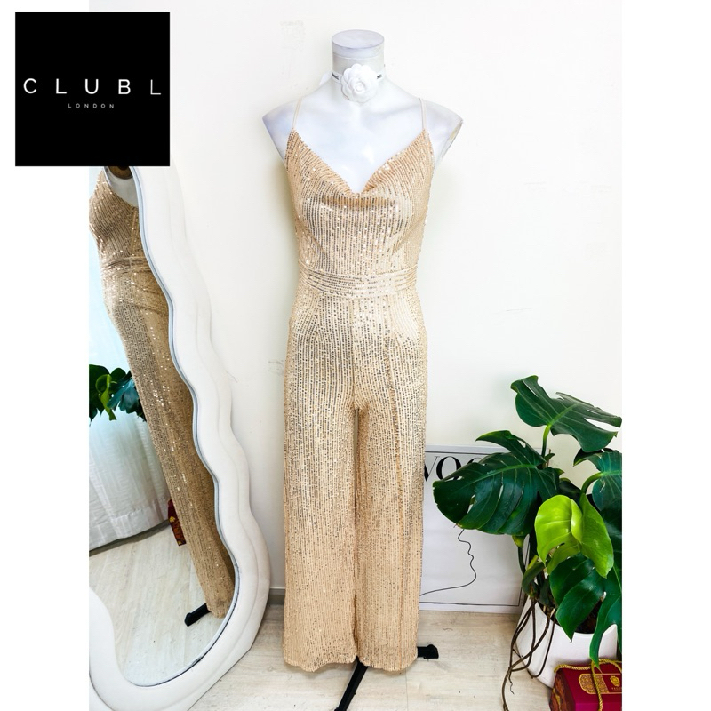 ไซด์ S แบรนด์ Club L แท้ 100%🌸จั๊มสูท คอถ่วง Luxury งานเกล็ดวิบวับ สีโรสโกล ใส่ออกงาน เดรสออกงาน ชุดปาร์ตี้(10)