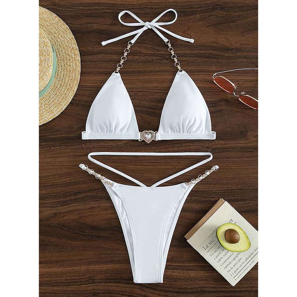 บิกินี่สายฝอ แซ่บมาก ชุดว่ายน้ำ โซ่หัวใจ พร้อมส่งในไทย ❤️🔥📦