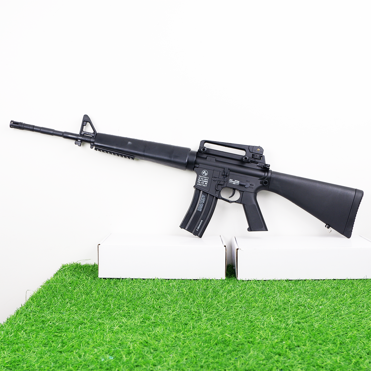(33A1)M16A1 สีดำล้วน แรง 210FPS+ ปืนเจลไฟฟ้า ของเล่น ยิงรัวได้เท่านั้น