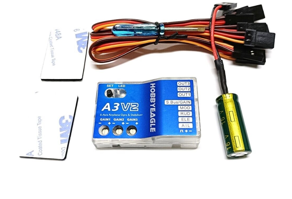 Hobby eagle Gyro A3 V2 Airplane Flight Controller Stabilizer for RC plane ไจโร สำหรับเครื่องบิน ทำให้บินง่ายขึ้น