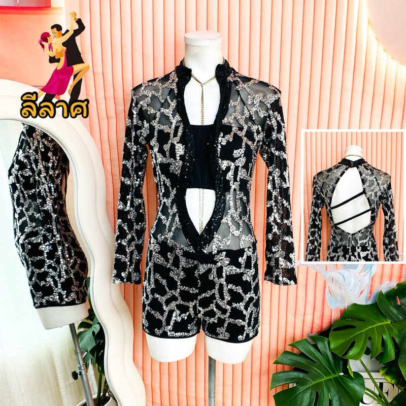 ไซด์ XS แบรนด์ Kelle แท้ 100% 🌸 ชุดลีลาศ ชุดบัลเล่ย์ Dance งานเกล็ดวิบวับ สีดำ/เงิน ใส่ซ้อม ใส่แข่งขัน บัลเล่ย์ ลีลาศ