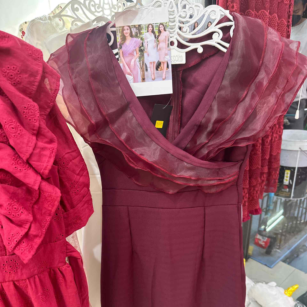 ชุดเดรส ชุดใส่ออกงานงานแต่ง งานบุญ งานบวช ผ้าสวยทรงเป๊ะ (WD031,WD032)