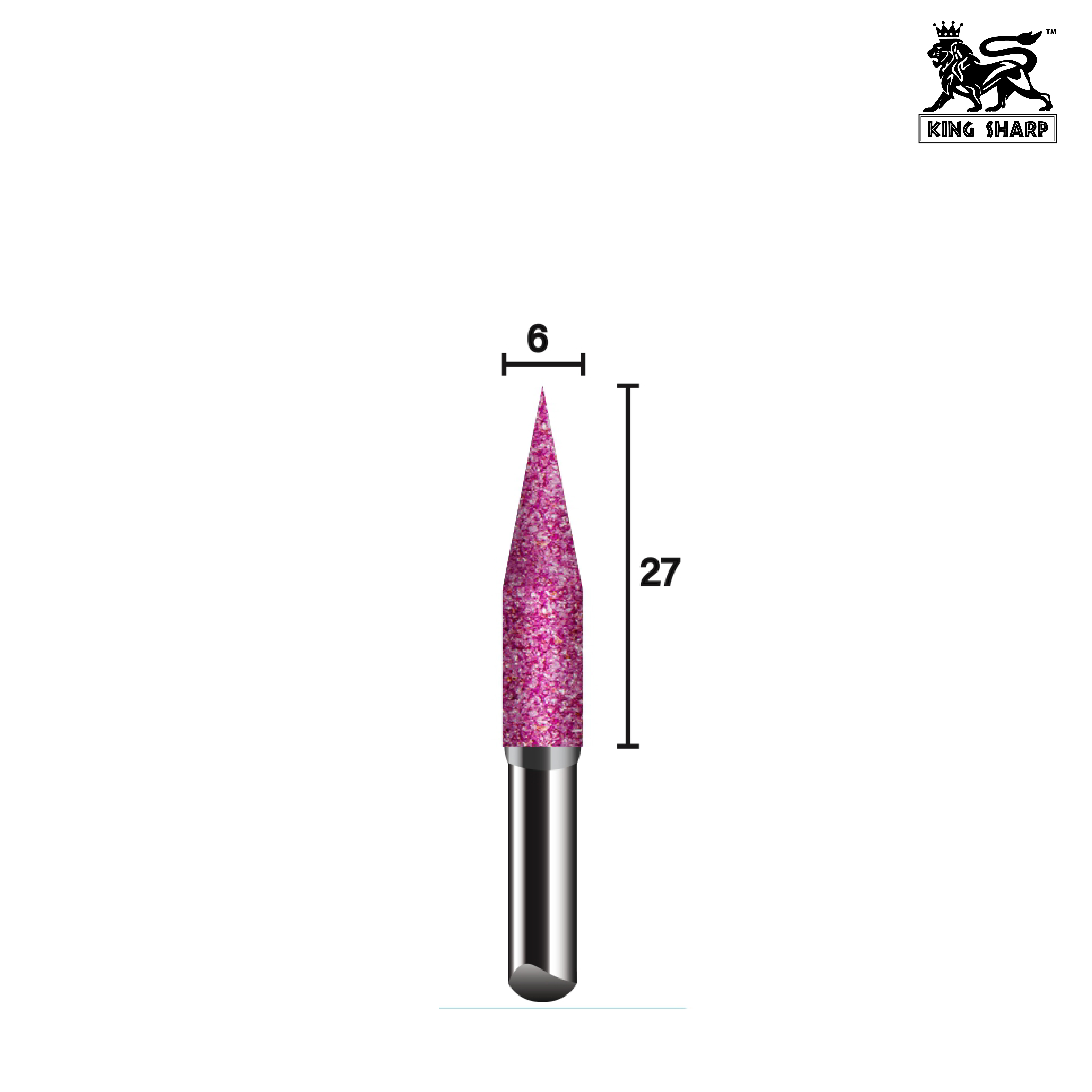 หินเจียรมีแกน KINGSHARP A15 PA80QV40 6x27x6 mm.