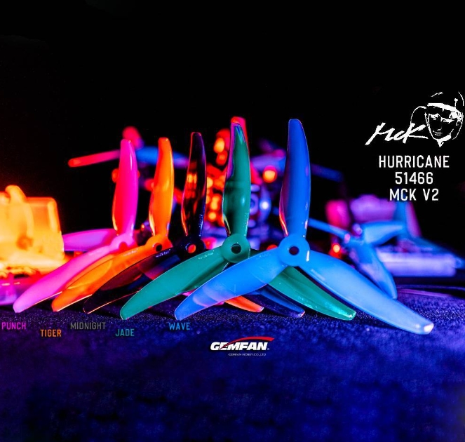 Gemfan 51466 V2 Hurricane Durable 3 Blade (5.1x4.66x3) 5Inch Prop ใบพัด 5นิ้ว 1ถุง 4ใบ สุ่มสี