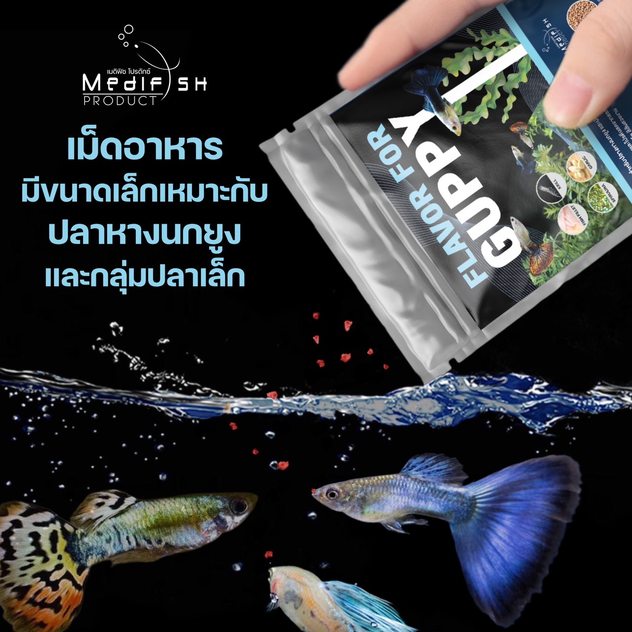 FLAVOR FOR GUPPY 50g.(อาหารปลาหางนกยูง และปลาขนาดเล็ก มีโปรตีนและวิตามิน ช่วยเร่งสี และเสริมภูมิคุ้มกันโรค)