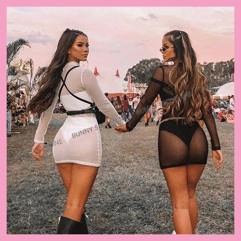 เดรสซีทรู เดรสแขนยาว ตาข่าย EDM Music Festival รหัส CN9021