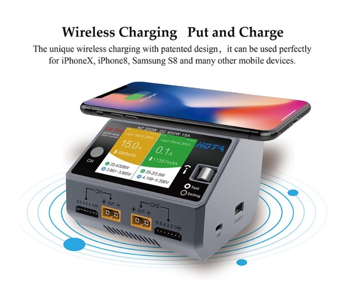 HOTA D6 Pro 325W 15A 1-6S Dual Channel AC/DC Smart Charger เครื่องชาร์จ แบตพร้อมกัน 2ก้อน 650w 15A ชาร์จไวเลส ชาร์จไฟบ้าน เสียบไฟบ้าน และ พาวเวอร์แยกได้ แรง ชาทเร็ว เต็มชัวร์