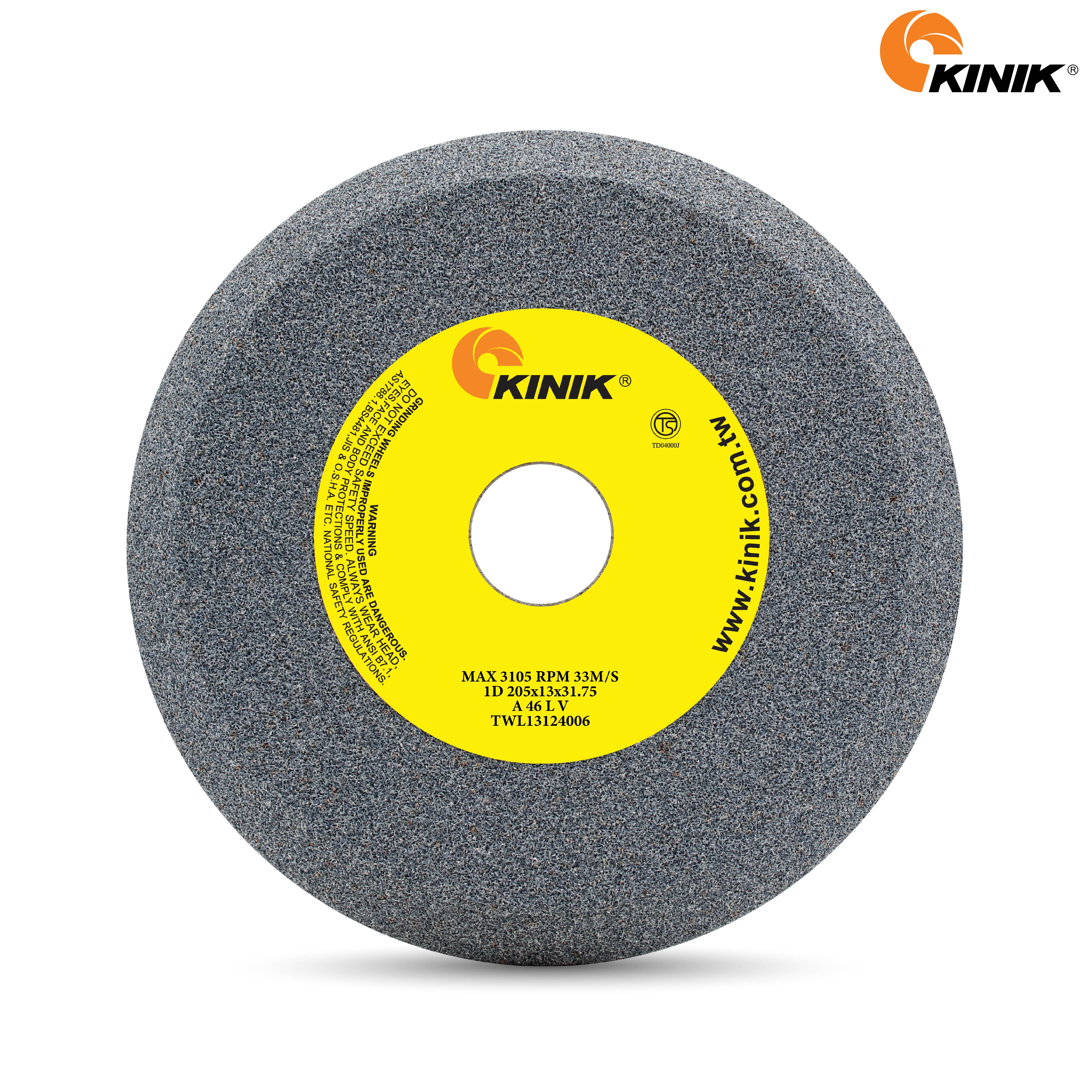 หินเจียรใบเลื่อย KINIK A46LV1D 205x13x31.75 mm.
