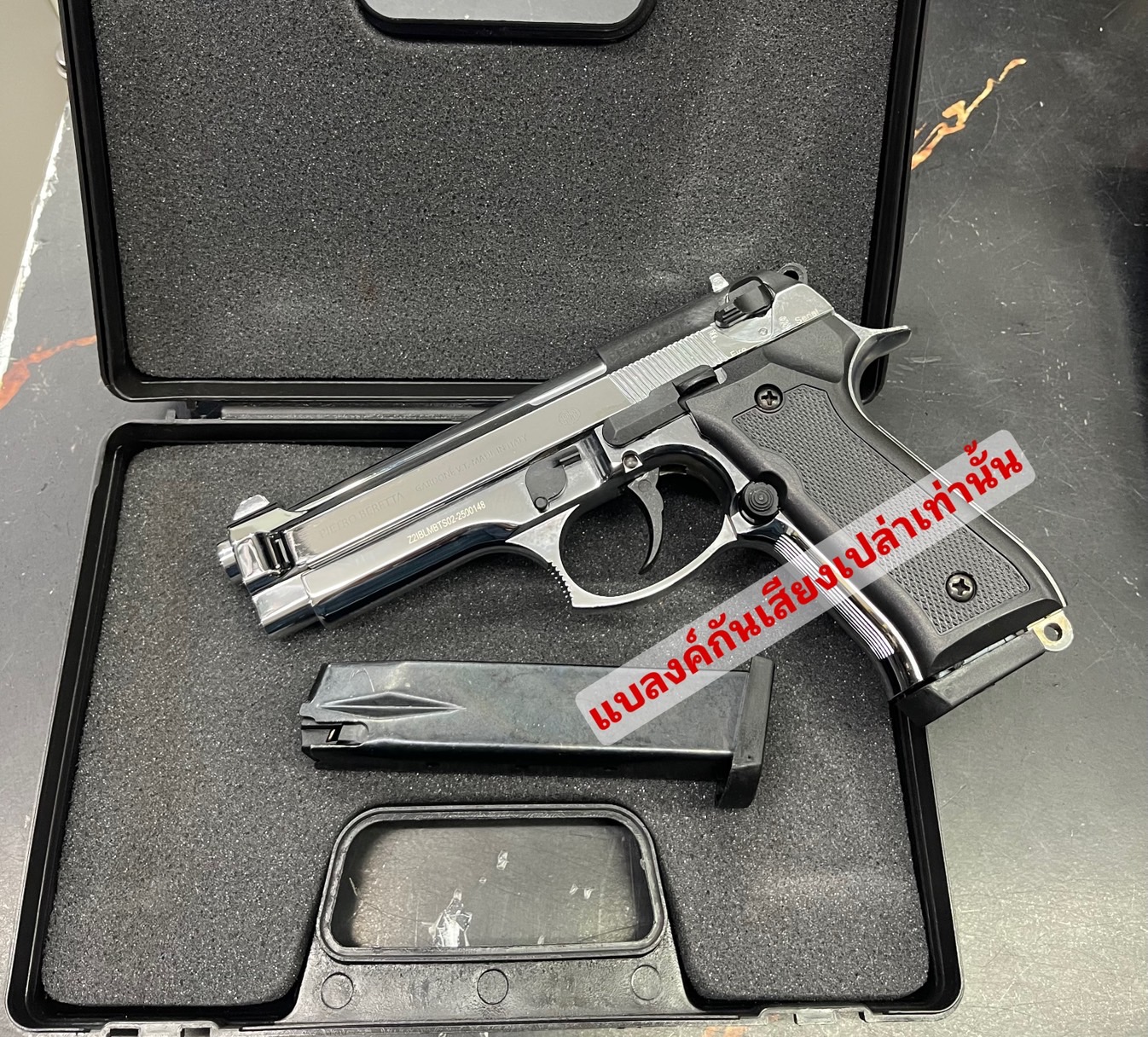 แบลงค์กัน BLOW F92 AUTO BERETTA สีเงินเงา 9mm. P.A.K. 2 แม็กกาซีน