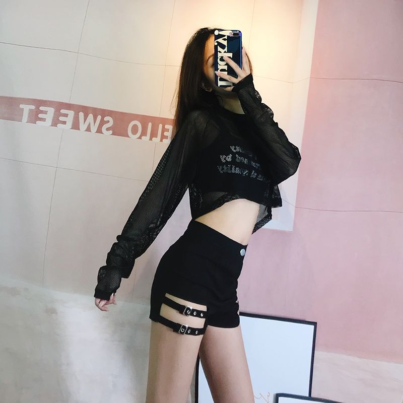 กางเกงขาสั้น เอวสูง แต่งขา KT4477 พร้อมส่งในไทย