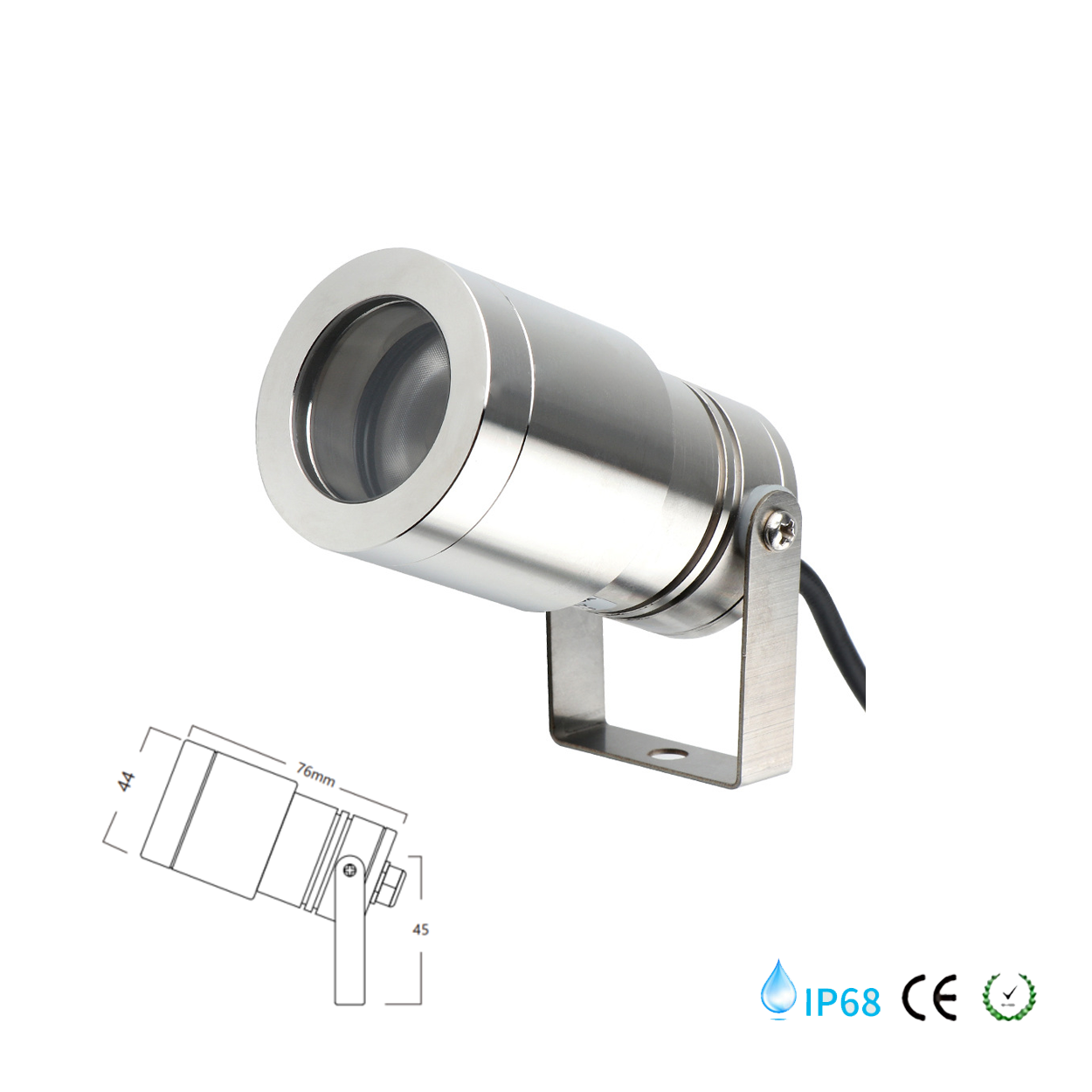 โคมไฟใต้น้ำ Underwater light Round 304 Stainless Steet LED 5W DC12-24V IP68