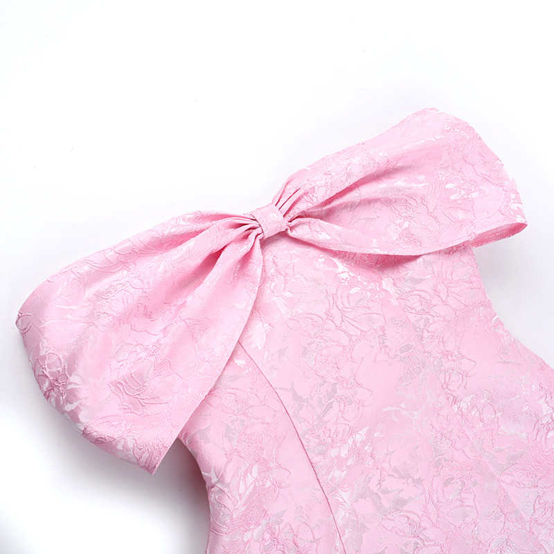 ชุดเดรสชมพูคุณหนู โบว์ใหญ๋ พร้อมส่งด่วนในไทย