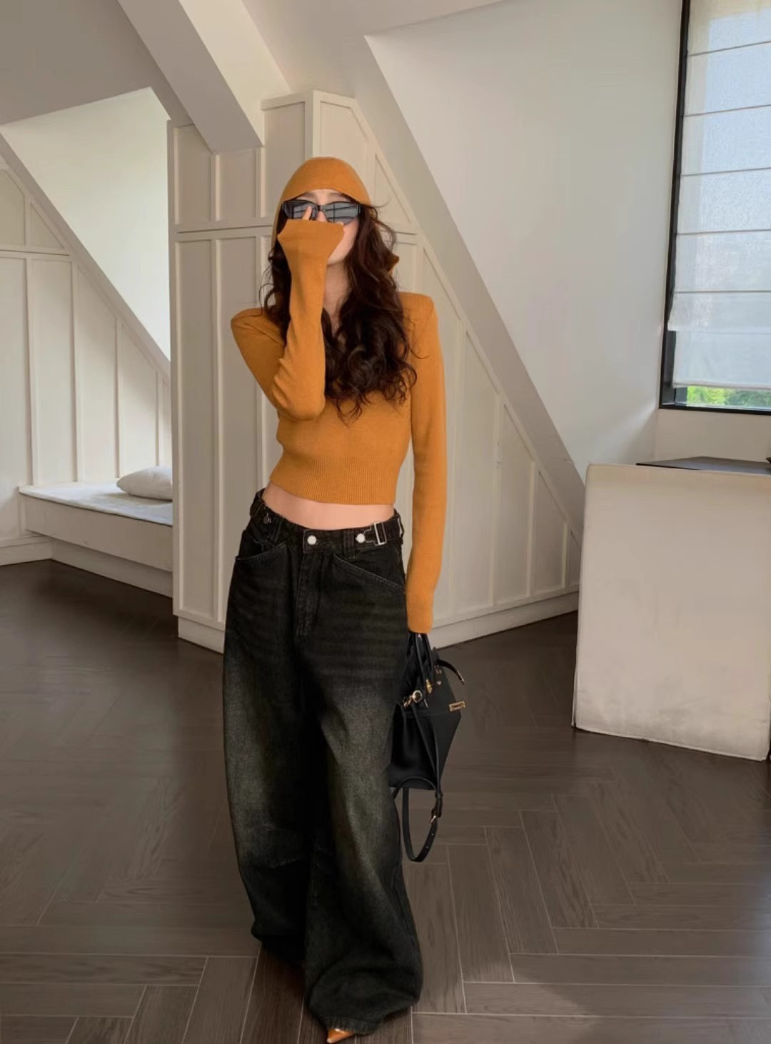 เสื้อแขนยาวฮู้ด เสื้อไหมพรม รหัส CN2379