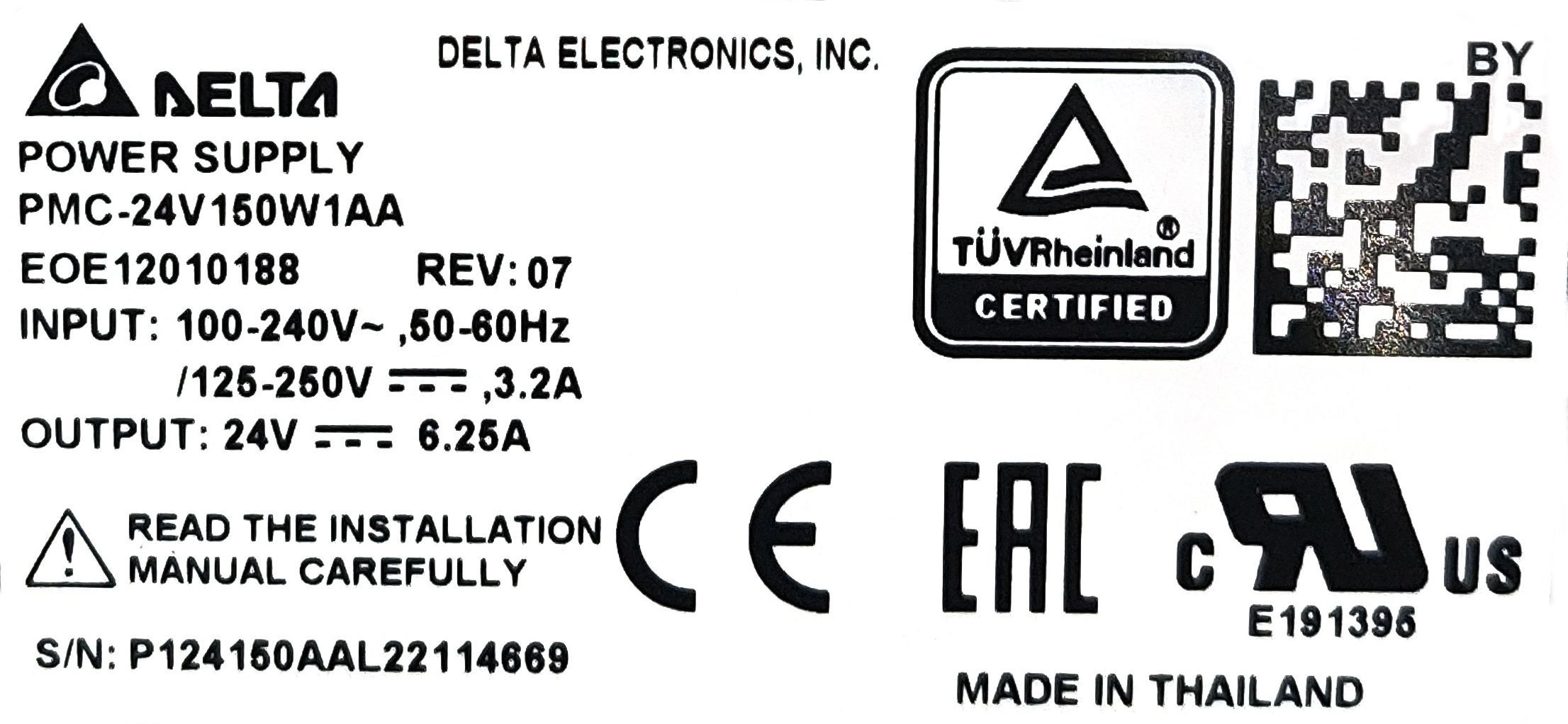 PMC-24V150W1AA Delta Power Supply