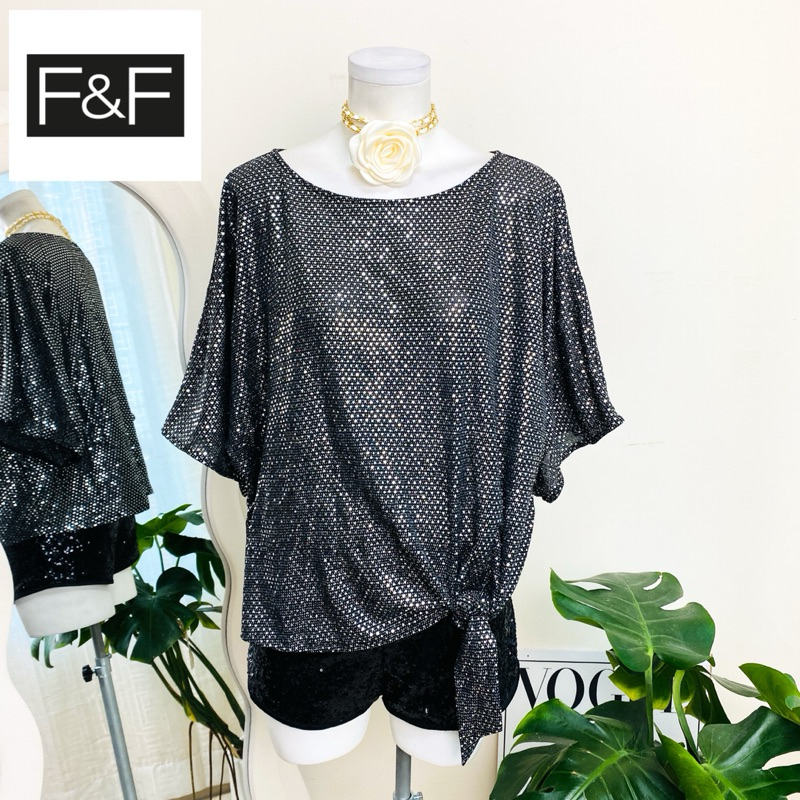 ไซด์ XXL แบรนด์ F&F แท้ 100%🌸เสื้อ ผูกโบว์ ครอป งานเกล็ดวิบวับ สีเงิน ใส่ออกงาน ชุดออกงาน ชุดปาร์ตี้ วันเกิด