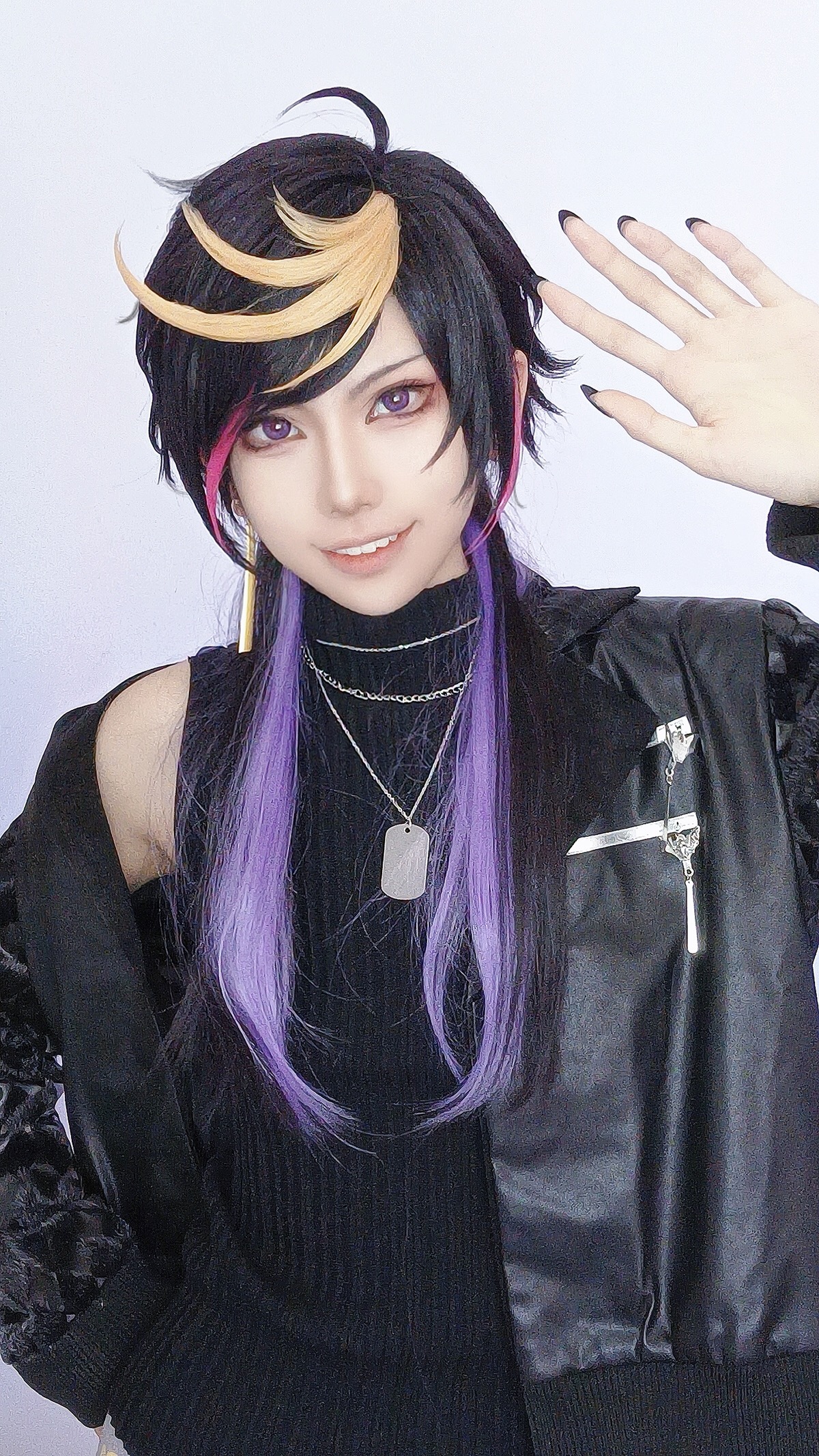 【乱花坊】樱花绽放 彩虹社vtuber Shu Yamino cos 皮衣外套