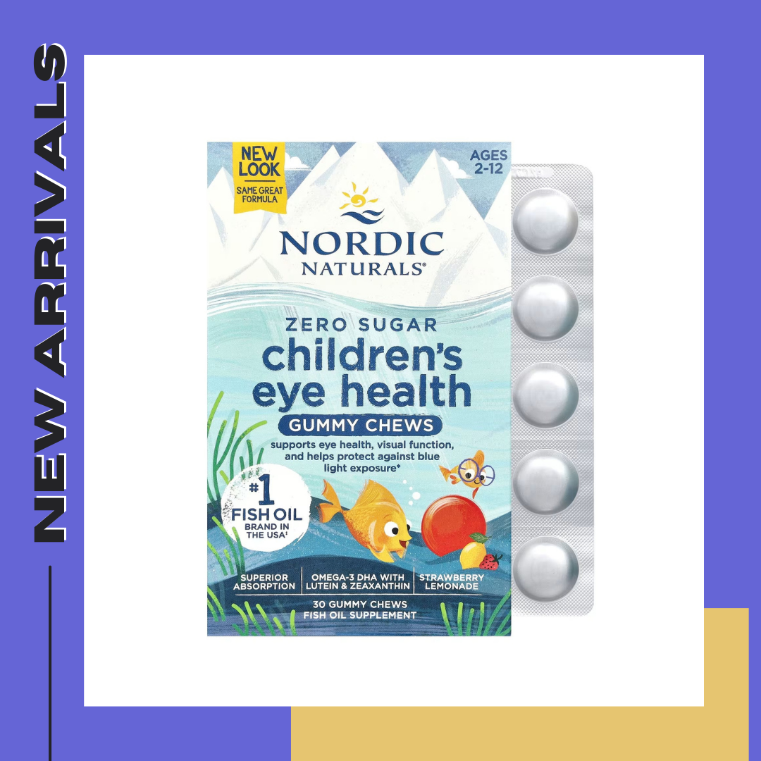 Nordic Naturals, Children's Eye Health Gummies, Zero Sugar, Ages 2-12, Strawberry Lemonade, 30 Gummy Chews