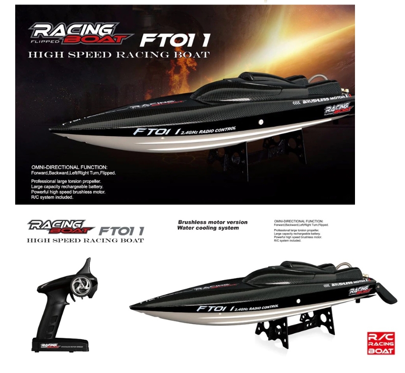 เรือพร้อมเล่น FT011 วิ่งความได้เร็ว 46Km/h มอเตอร์บัสเลส รีโมท 2.4GHZ อุปกรณ์ครบ พร้อมเล่น