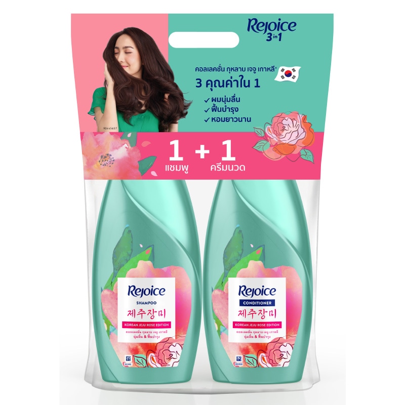 4987176167224 รีจอยส์แชมพูคอลเลคชั่นกุหลาบเจจูเกาหลี 525มล +ครีมนวดผม