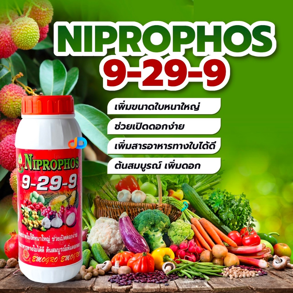 9-29-9 ปุ๋ยน้ำ ขนาด 1 ลิตร ขนาดใบใหญ่ ช่วยเปิดดอกง่าย ต้นสมบูรณ์ เพิ่มดอกดก