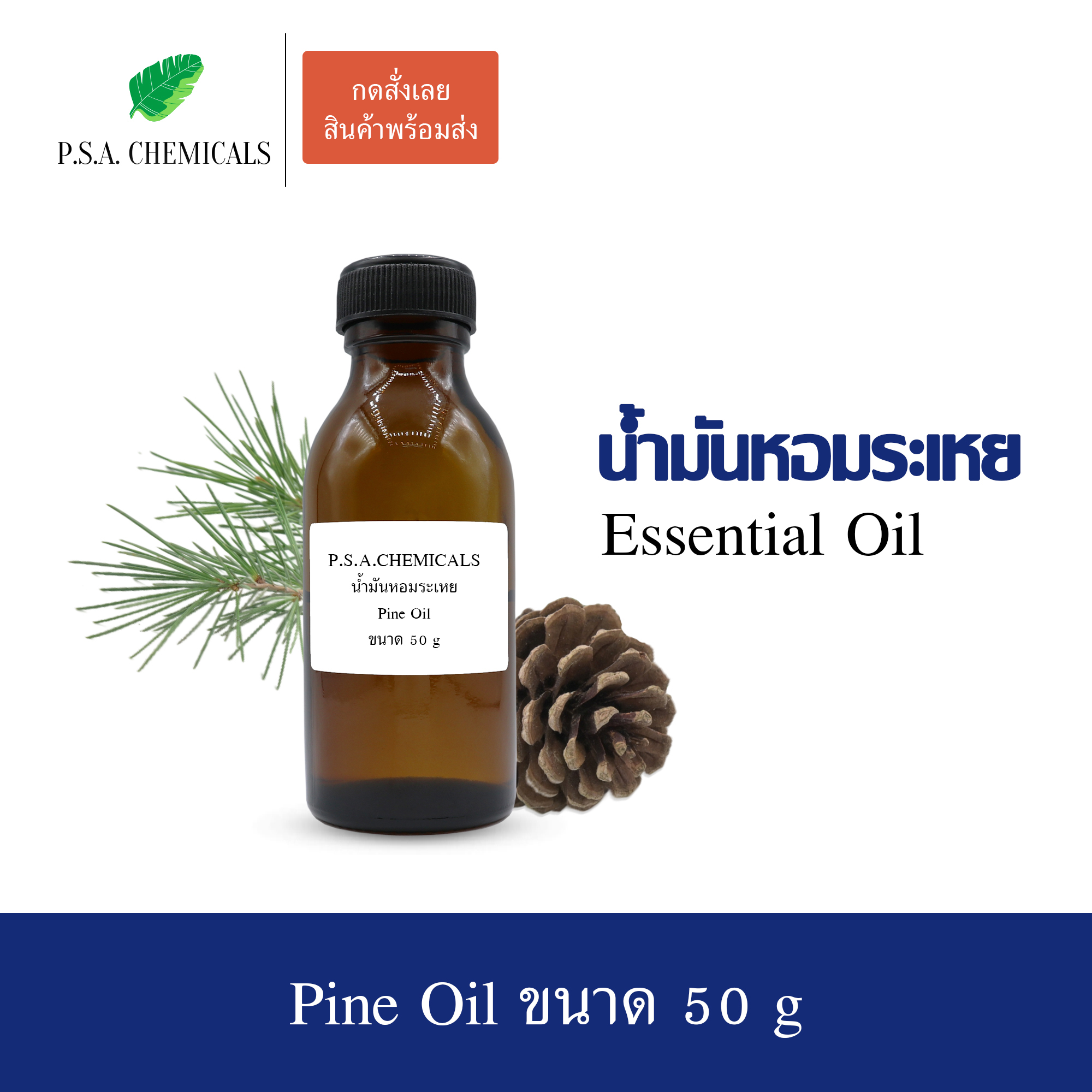 น้ำมันหอมระเหยสน (Pine Essential Oil) ขนาด 50 g ใช้กับเครื่องพ่นอโรม่า เตาอโรม่า
