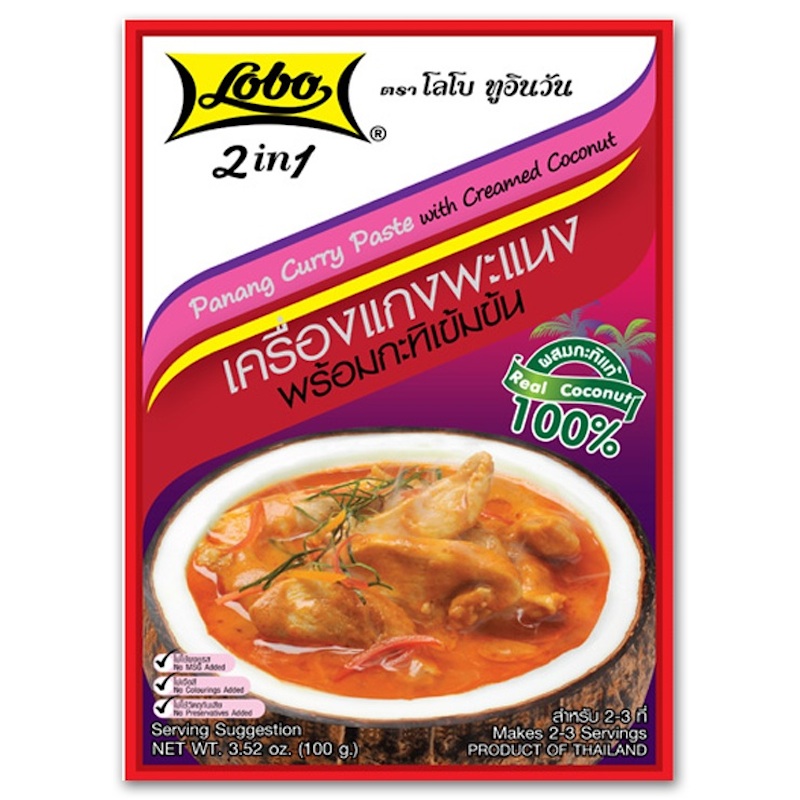 เครื่องแกงพะแนงพร้อมกะทิเข้มข้น 100 กรัม / Panang Curry Paste with Creamed Coconut 100 gram.