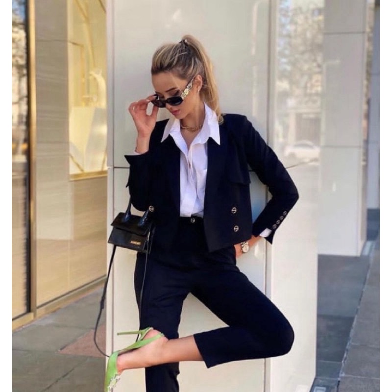 🧧 XS 🧧 Davika สูท+กางเกงสีดำ
