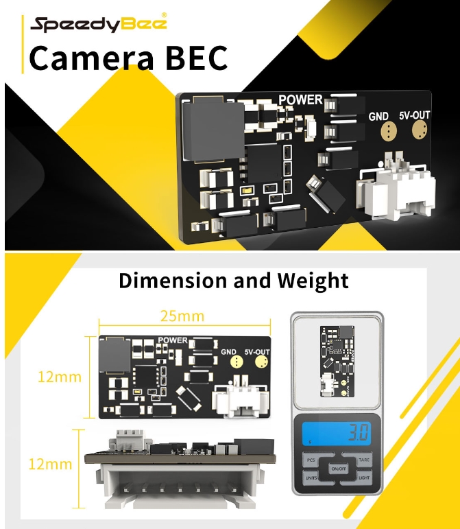 Speedybee Camera BEC Balance Power Plug ใช้แปลงไฟแบตลิโพ 3-6เซล ไฟออก 5V 3A ใช้กับ Gopro , RunCam , DJI