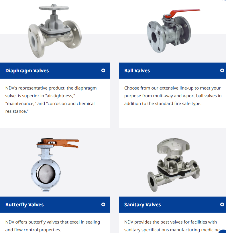 NDV Valve-Nippon Daiya Valve Co., Ltd. Diaphragm Valves Diaphragm Valves Ball Valves Butterfly Valves Sanitary Valves"Nippon Daiya Valve" Pnuematically Operated Diaphragm Valve