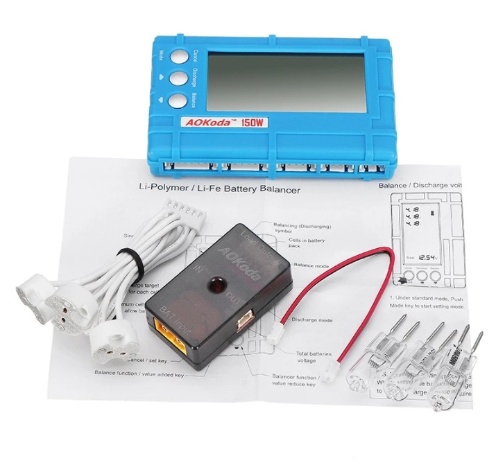 AOKoda CellMeter เครื่องวัดแบต ล้างแบต บาล้านแบต ในตัวเดียว 150W Battery Tester Discharge XT60