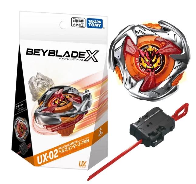 Beyblade X ของแท้ UX-02 Starter Hellshammer 3-70H [มีที่ชูต]