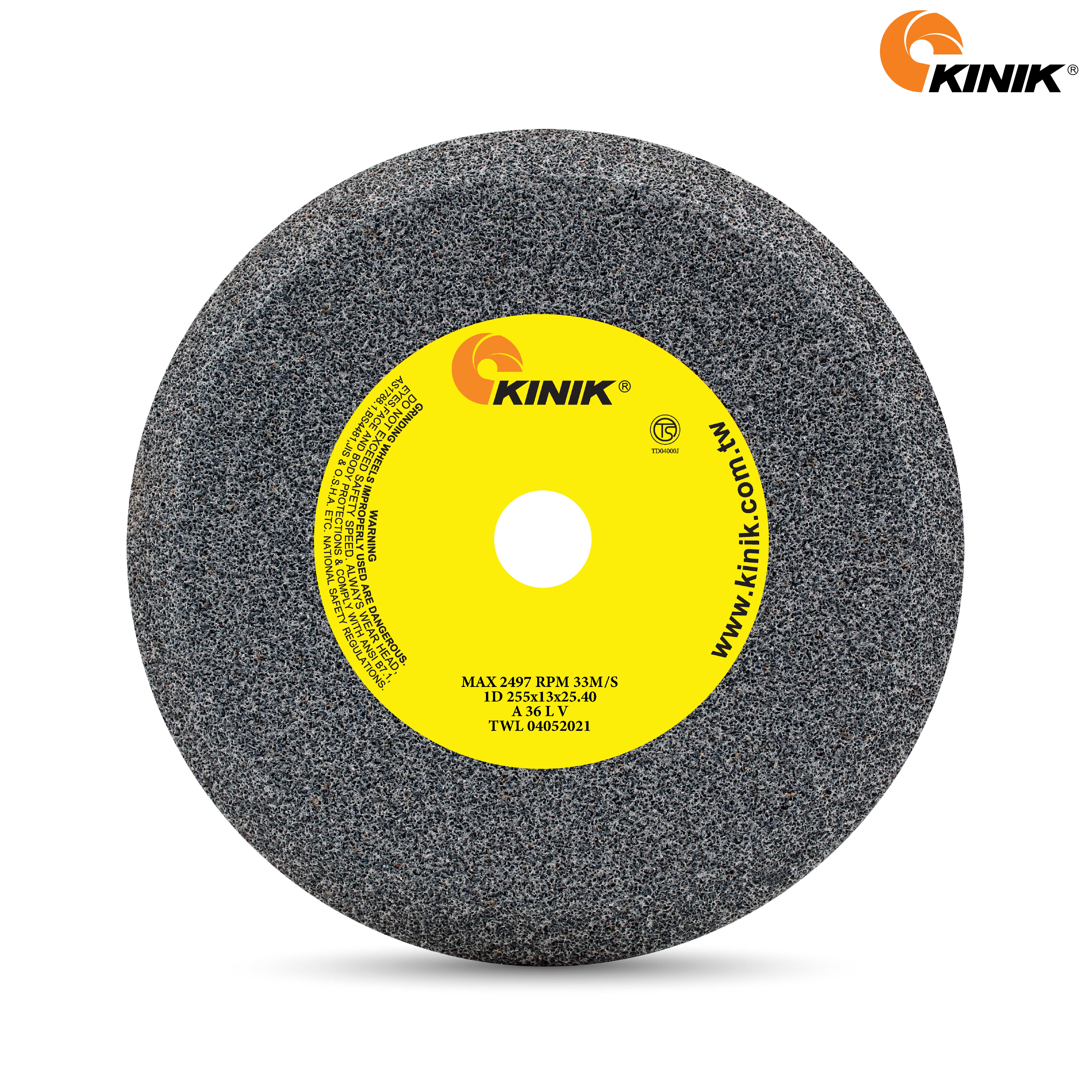 หินเจียรใบเลื่อย KINIK A36LV1D 255x13x25.4 mm.