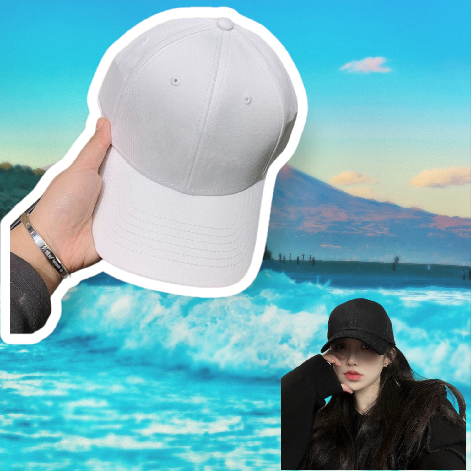 หมวกแก๊ป สี ขาวล้วน - ดำล้วน - ครีมล้วน SG015 / SG016 / SG063