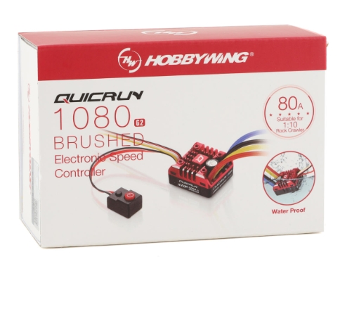 Hobbywing QuicRun Waterproof 1080 G2 Brushed Crawling ESC (2-3S) สปีดสำหรับรถบังคับ รองรับแบต 2-3เซล กันน้ำ