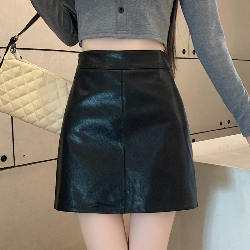 กระโปรงหนัง มีซับในกางเกง JB452 พร้อมส่งในไทย