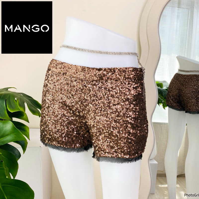 ไซด์ M แบรนด์ Mango แท้ 100%🌸กางเกง เอวสูง งานเกล็ดวิบวับ สีโรสโกล ใส่ออกงาน ชุดออกงาน ชุดปาร์ตี้(vip7)