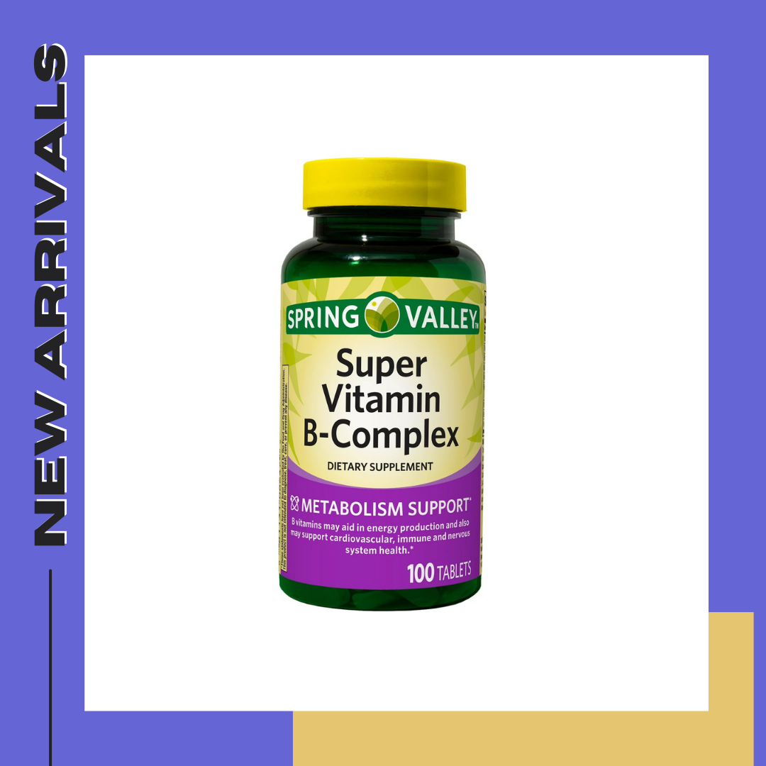 Spring Valley Super Vitamin B-Complex Tablets Dietary Supplement, 100 Count