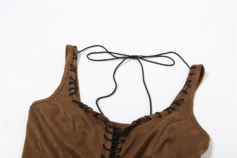 ชุดเซท เสื้อ+กระโปรง+ปลอกแขน สีน้ำตาล CN50563 พร้อมส่งในไทย