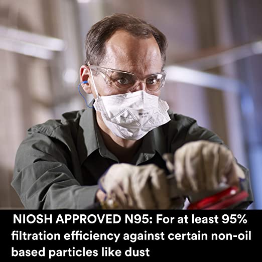 หน้ากาก N95 รุ่น 9105 3M™ Vflex™ ป้องกันฝุ่น ละอองแบบพับได้ ( บรรจุ 50 ชิ้น/กล่อง)