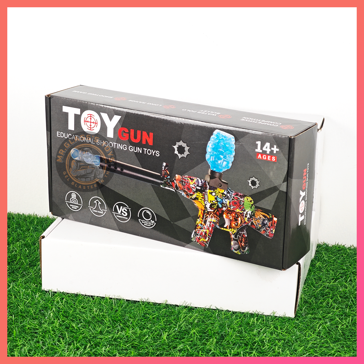 (01)AKM47 mini สีเขียวลายกราฟิกตี้ ปืนเจลไฟฟ้า