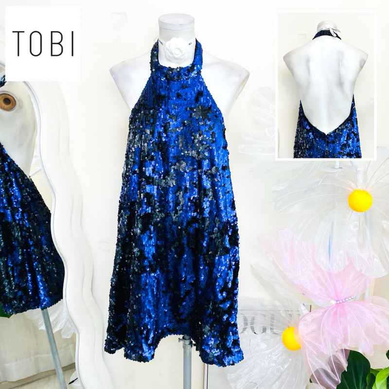 ไซด์ L แบรนด์ TOBI แท้ 100% 🌸เดรส โชว์หลัง ซีควินท์ งานเกล็ดวิบวับ สีน้ำเงิน ใส่ออกงาน เดรสออกงาน ชุดปาร์ตี้(21)