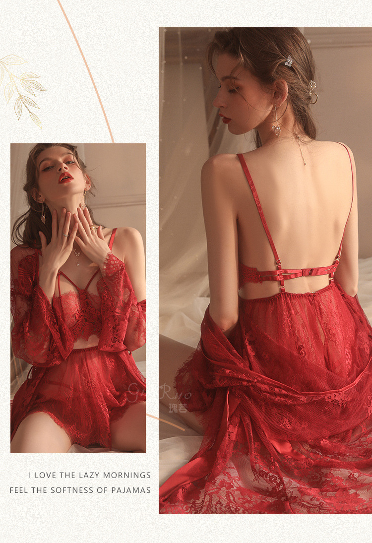 ชุดนอน ซีทรูลูกไม้ ชุดนอนเซ็กซี่ ชุดถ่ายแบบเซ็กซี่ รหัส X176-B