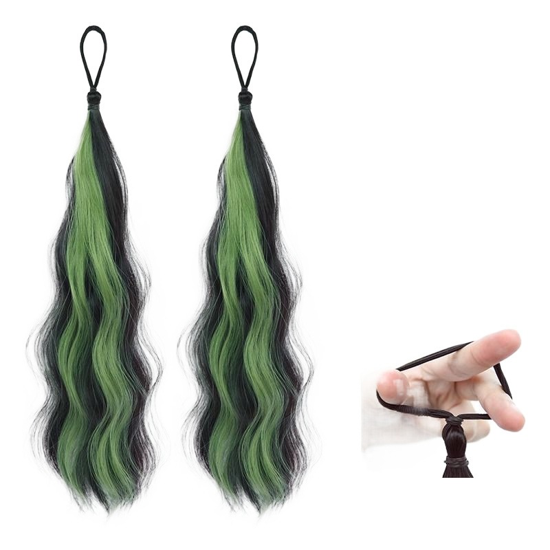 แฮร์พีชหางม้า ไฮไลท์ เซ็ท2ชิ้น แบบยางรัด ทำได้หลายทรง วิกหางม้า ผมลอน