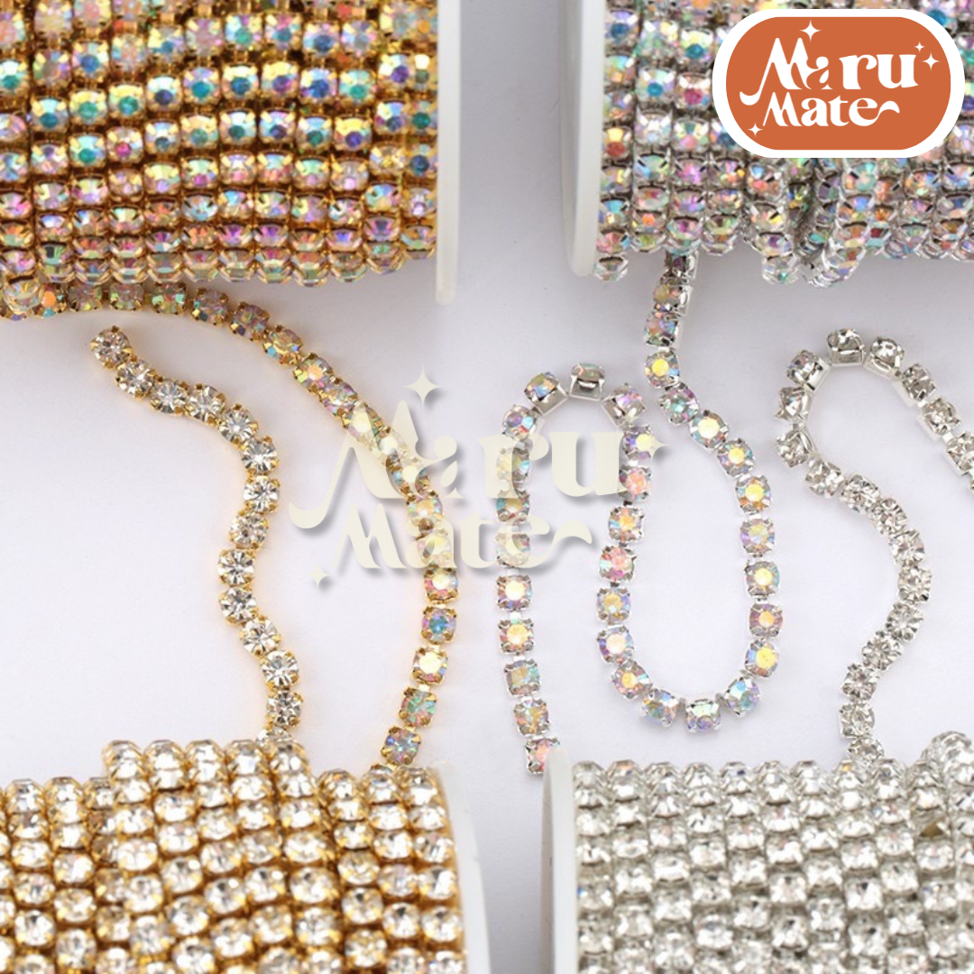 โซ่เพชร เพชรเส้น โซ่คริสตัล (10 เมตร) เพชรแต่งเล็บ สําหรับตกแต่งเล็บ DIY สําหรับเย็บผ้า สําหรับทําเครื่องประดับ โซ่เพชรติดเล็บ เพชรเส้นติดเล็บ โซ่เพชรแต่งเล็บ งานฝีมือ คริสตัล 3D