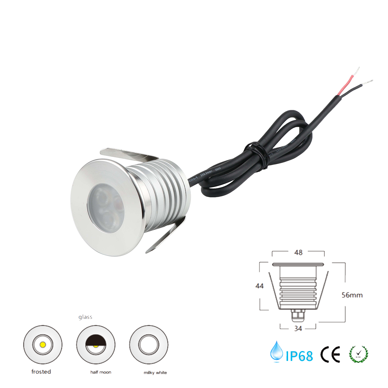 โคมไฟใต้น้ำ Underwater light Round 304 Stainless Steet + Aluminum lamp body LED 3*1W DC12-24V IP68