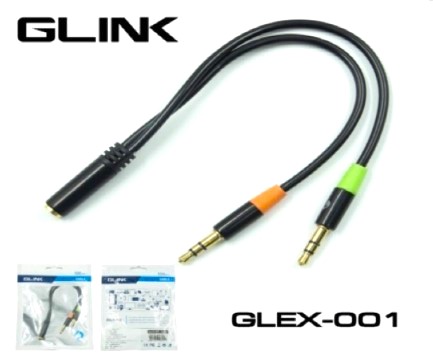 GLINK GLEX-001 AUX3.5 ตัวผู้2หัว หูฟัง+ไมค์
